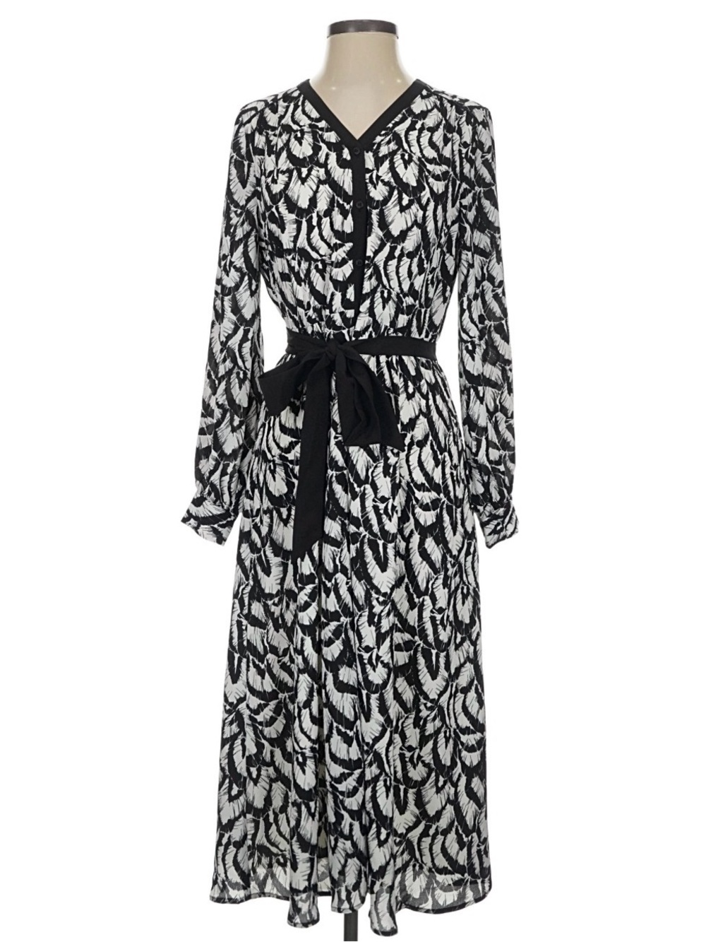 Talbots stretch, crêpe midi dress black and white